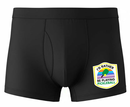 Father's Day Rather Be Playing Pickleball Birthday Gift Black Boxer Shorts Mens