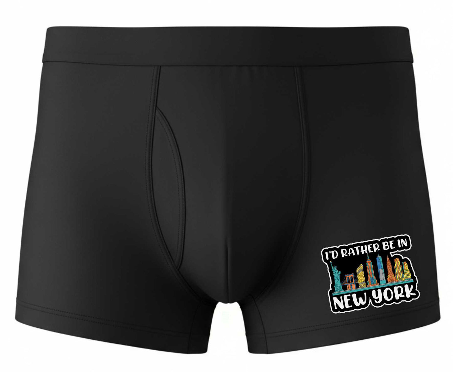 I'd Rather Be In New York Boxer Shorts Mens Black Fun Gift For Men