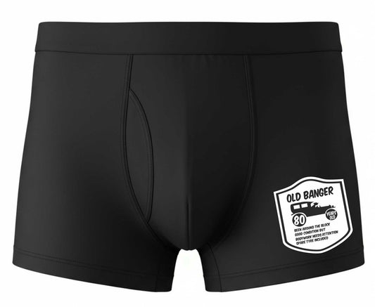 80th Birthday Old Banger Bamboo Boxer Shorts Funny Gift For Him
