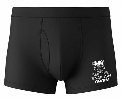 Keep Calm Beat English Again Welsh Rugby Bamboo Boxer Shorts Gift