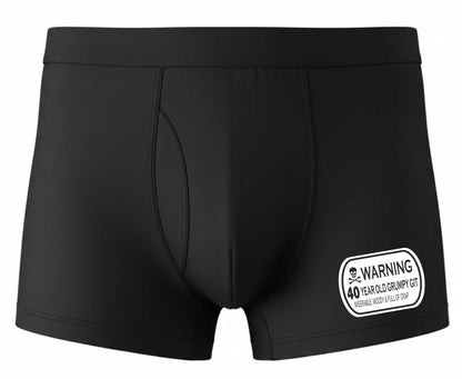 40th Birthday Grumpy Old Git Warning Bamboo Boxer Shorts Gift