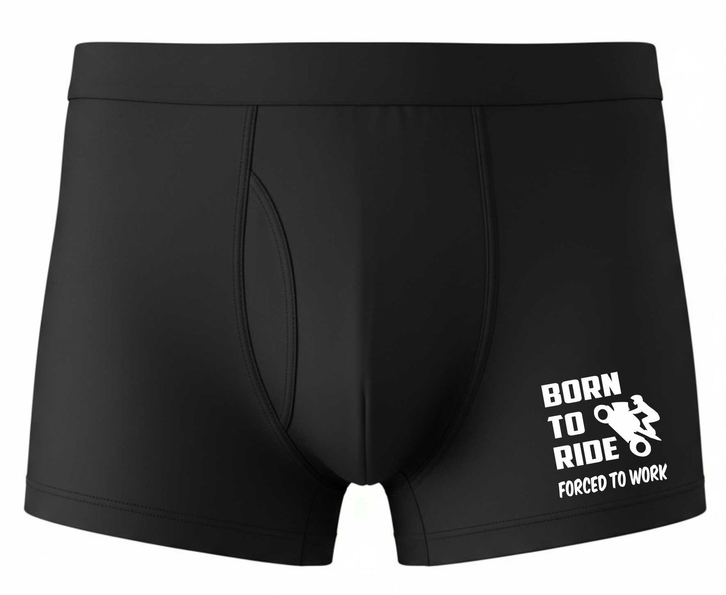 Funny Biker Gift Bamboo Boxer Shorts Born To Ride Forced To Work