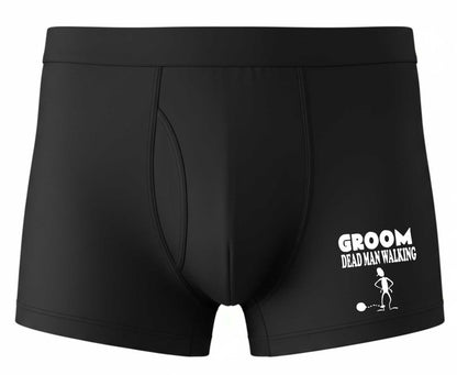 Groom Dead Man Walking Bamboo Boxers Funny Stag Do Wedding Gift