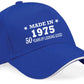 Made in 1975 50th Birthday Baseball Cap 50 Year Old Gift For Men & Ladies
