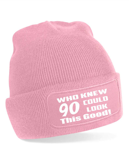 Beanie Hat Who Knew 90 Funny Gift For Ladies Men's 90th Birthday Present
