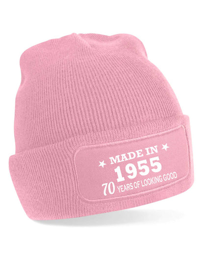 70th Birthday Made In 1955 Beanie Hat Gift for 70 Year Old For Men & Ladies