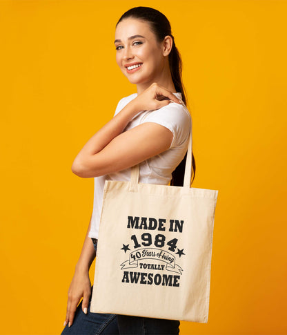 Made In 1984 Tote Bag 40th Birthday Shopping Tote Reusable Bag For Life
