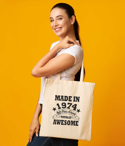 Made in 1974 Tote Bag 50th Birthday Shopping Tote Reusable Bag For Life