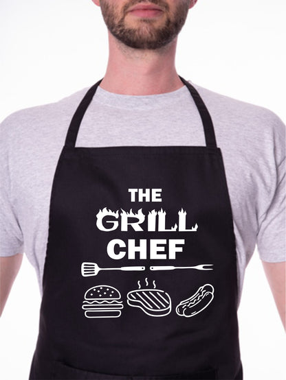 The Grill Chef  Apron Funny  Father's Day Birthday Gift Cooking Baking BBQ