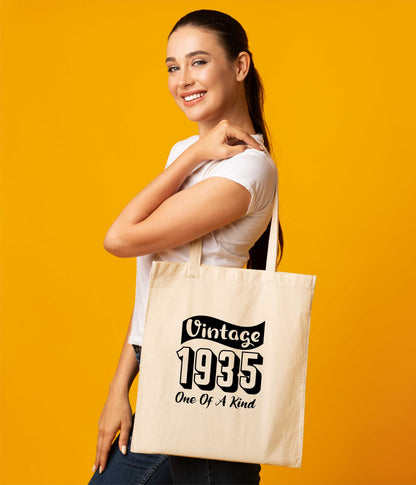 Print4U Born In 1935 90th Birthday Age 90 Re Usable Shopping Tote Bag