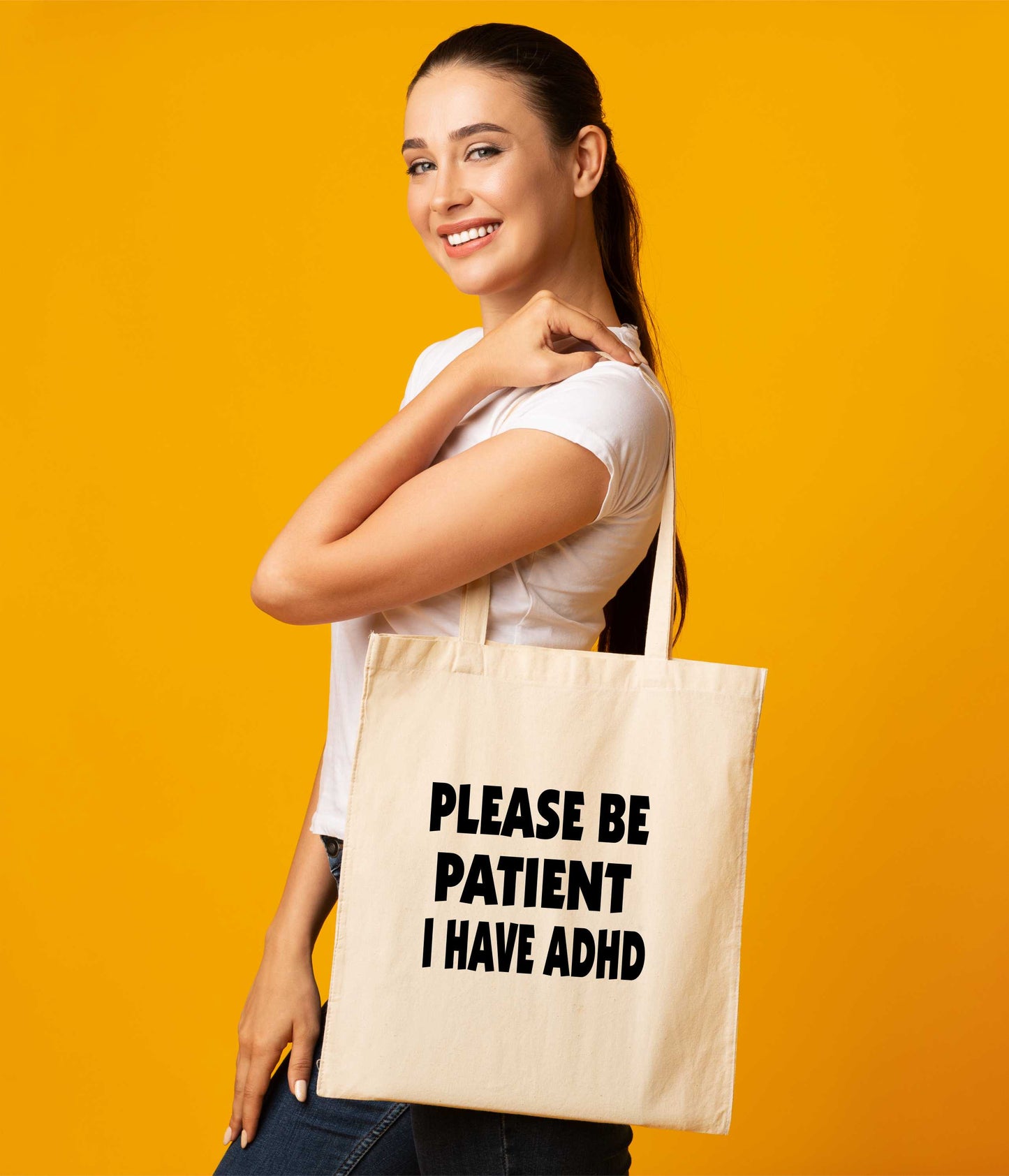 Be Patient I Have ADHD Tote Bag Mental Health Awareness Ladies Shopper