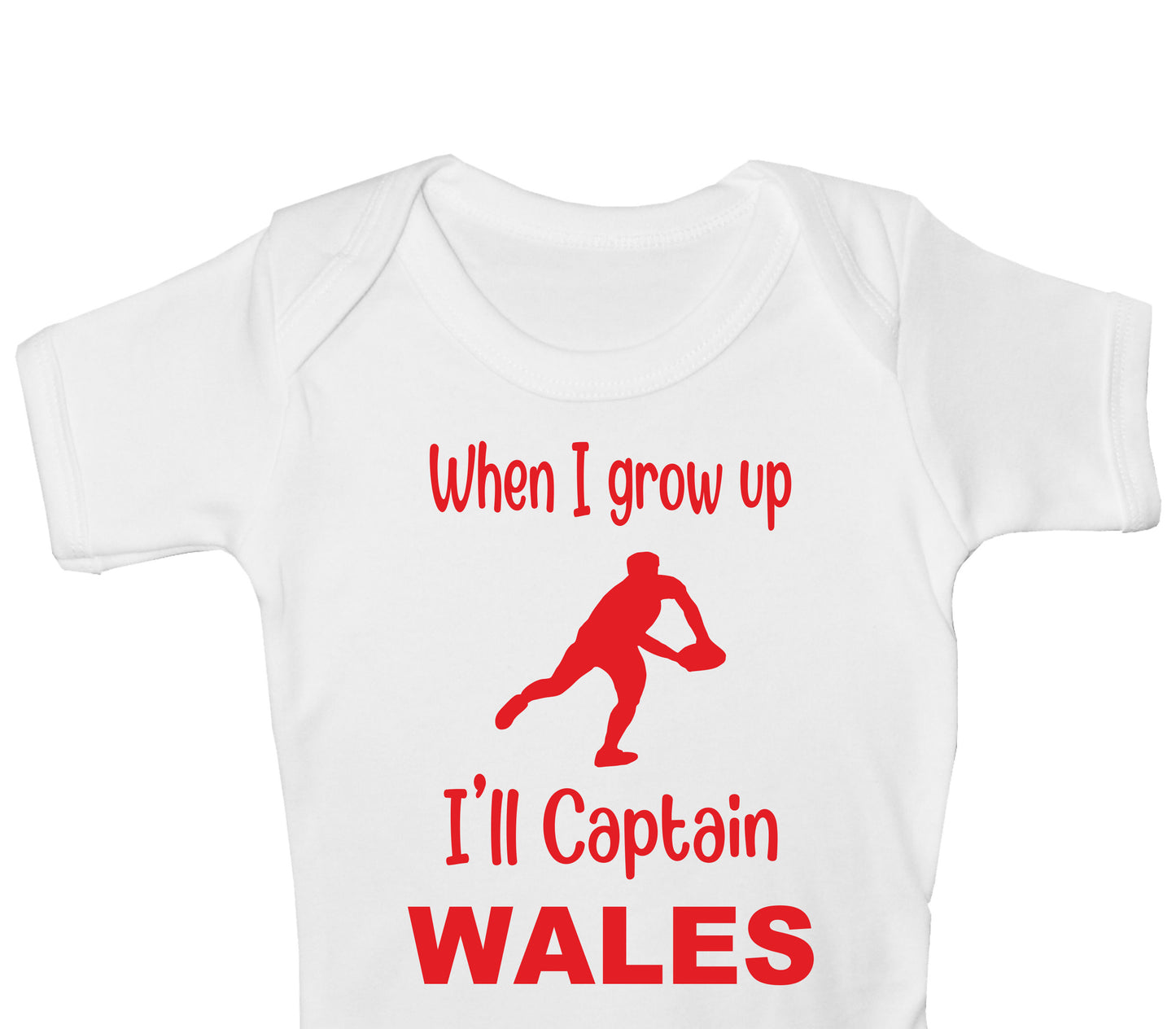When Grow Up Captain Wales Funny Babygrow Welsh Rugby Bodysuit Baby Gift
