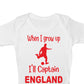 When Grow Up Captain England Funny Babygrow English Football Bodysuit Baby Gift