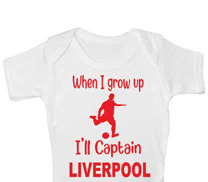 When Grow Up Captain Liverpool Funny Babygrow Football Bodysuit Baby Gift