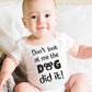 Don't Look At Me The Dog Did It Funny Babygrow Dog Lover Bodysuit Baby Gift
