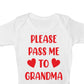 Pass Me To Grandma Funny Babygrow Nan Gran Nanny Bodysuit Baby Gift