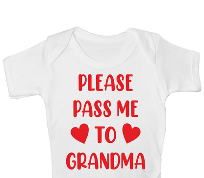Pass Me To Grandma Funny Babygrow Nan Gran Nanny Bodysuit Baby Gift