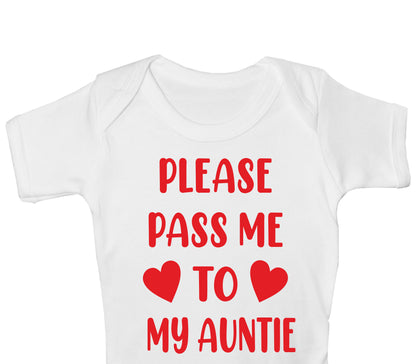 Pass Me To Auntie Funny Babygrow Aunty Aunt Bodysuit Baby Gift