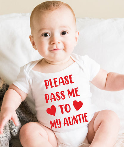 Pass Me To Auntie Funny Babygrow Aunty Aunt Bodysuit Baby Gift