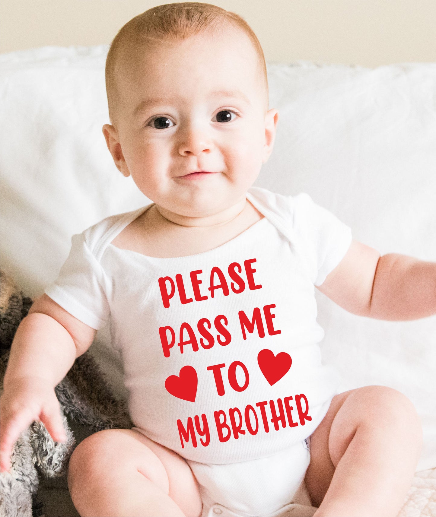 Please Pass Me To Brother Funny Babygrow Bodysuit Baby Gift