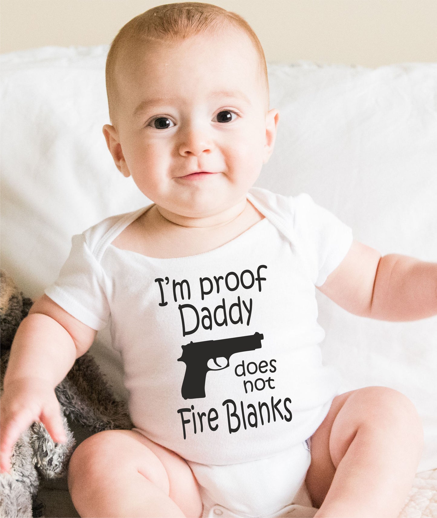 Daddy Doesn't Fire Blanks Funny Babygrow Bodysuit Baby Gift
