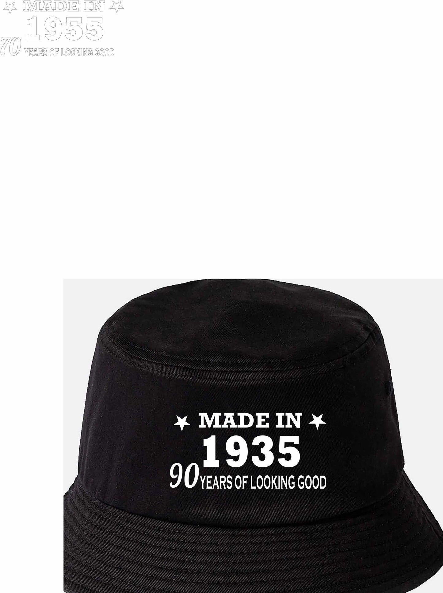 Totally Awesome Made In 1935 Bucket Hat 90th Birthday Age 90 Men & Ladies