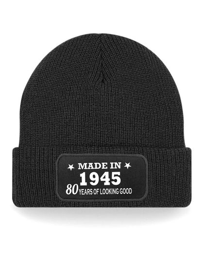 80th Birthday Made In 1945 Beanie Hat Gift for 80 Year Old For Men & Ladies