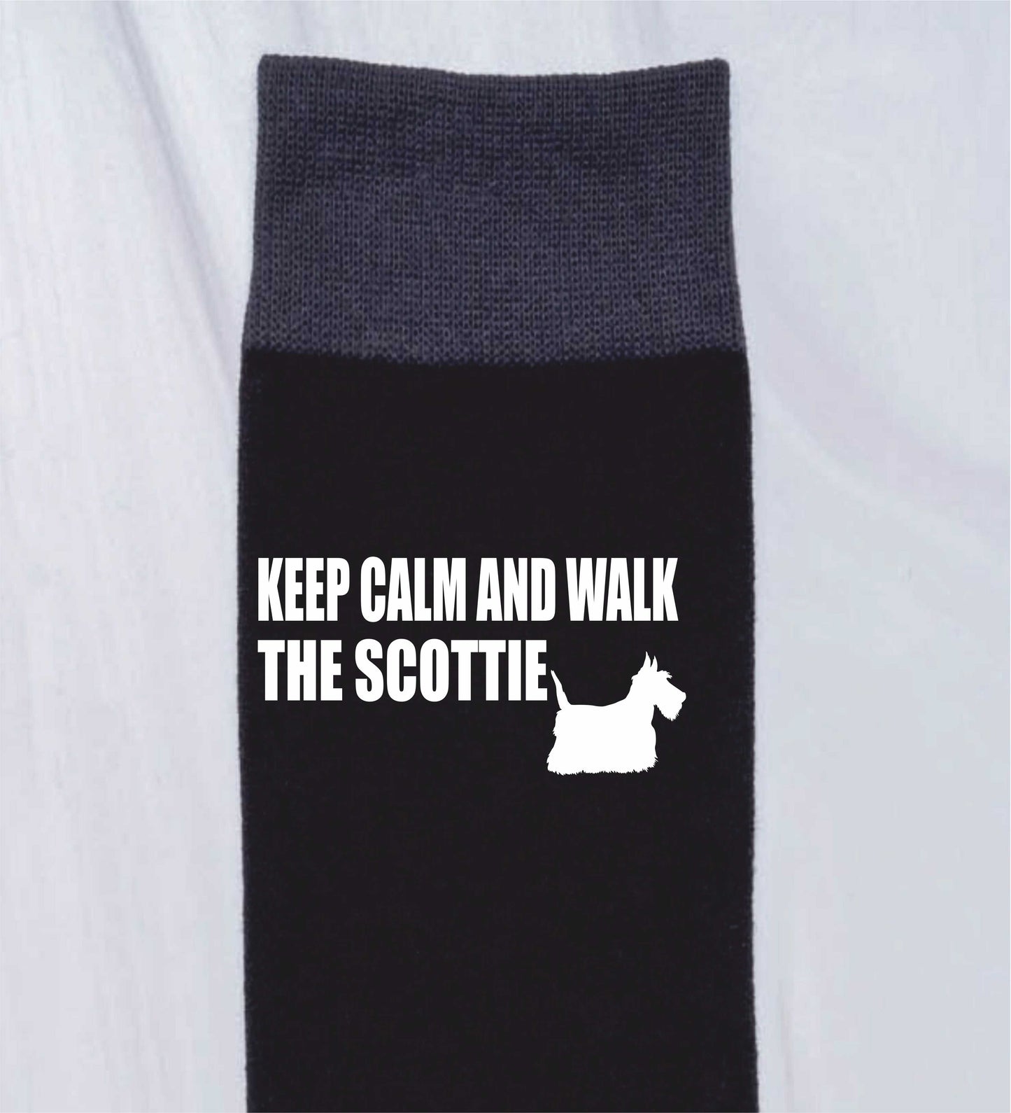 Keep Calm & Walk Scottish Terrier Men's Novelty Socks Black Dog Lovers Gift