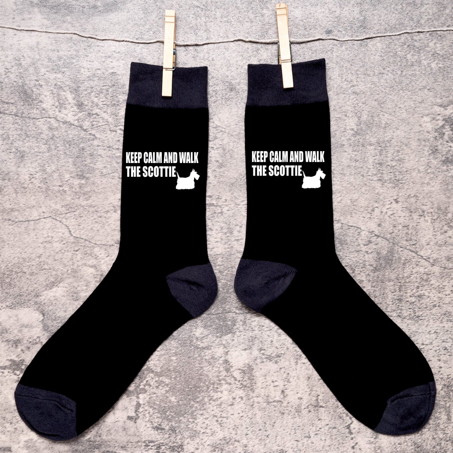 Keep Calm & Walk Scottish Terrier Men's Novelty Socks Black Dog Lovers Gift