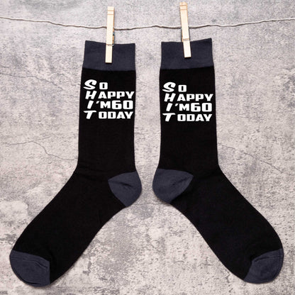 60th Birthday Gift 60 Year Old Gift Men's Black Funny Socks Novelty Age 60