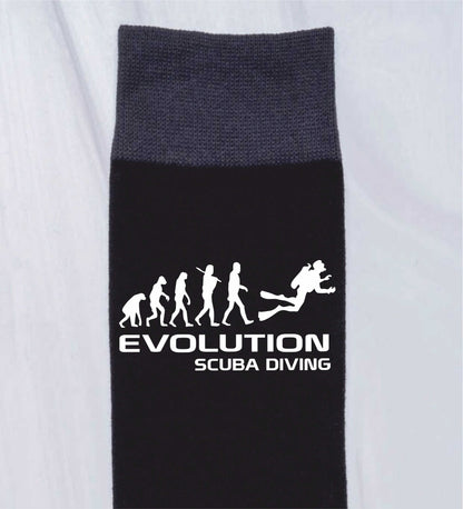 Evolution Of Scuba Diving Men's Novelty Socks Black WaterSports Gift for Men