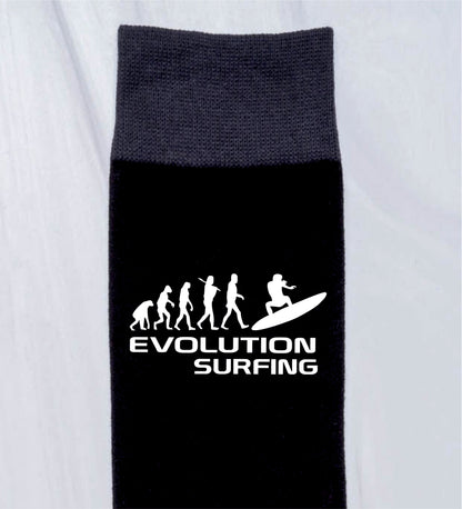 Evolution Of Surfing Men's Novelty Socks Black Funny WaterSports Gift for Men