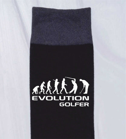 Evolution Of Golf Men's Novelty Socks Black Funny Golfing Gift for Men
