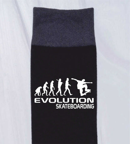 Evolution Of Skateboarding Men's Novelty Socks Black Funny Gift for Men