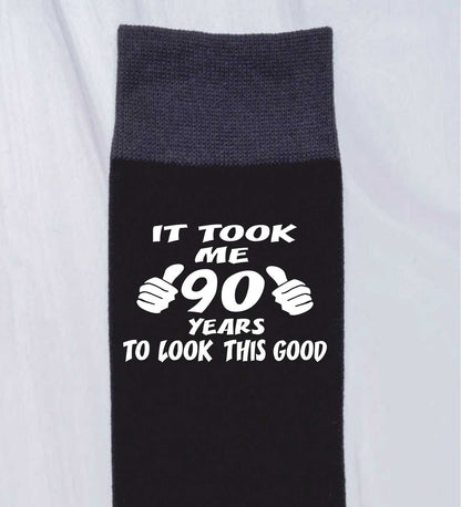 Took 90 Years to Look This Good Men's Black Socks Novelty 90th Birthday Gift