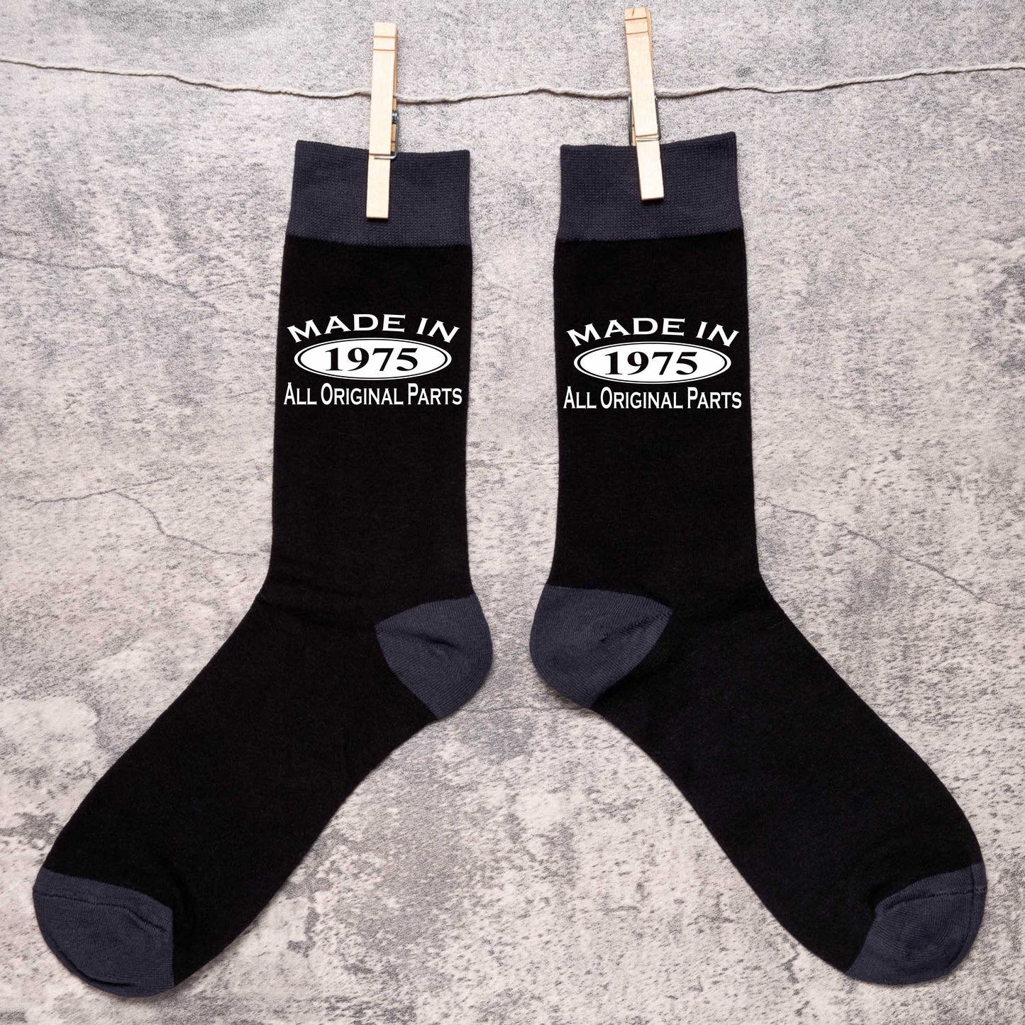 Made in 1975 Mens Socks Black 50th Birthday Gift Great For 50 year Old
