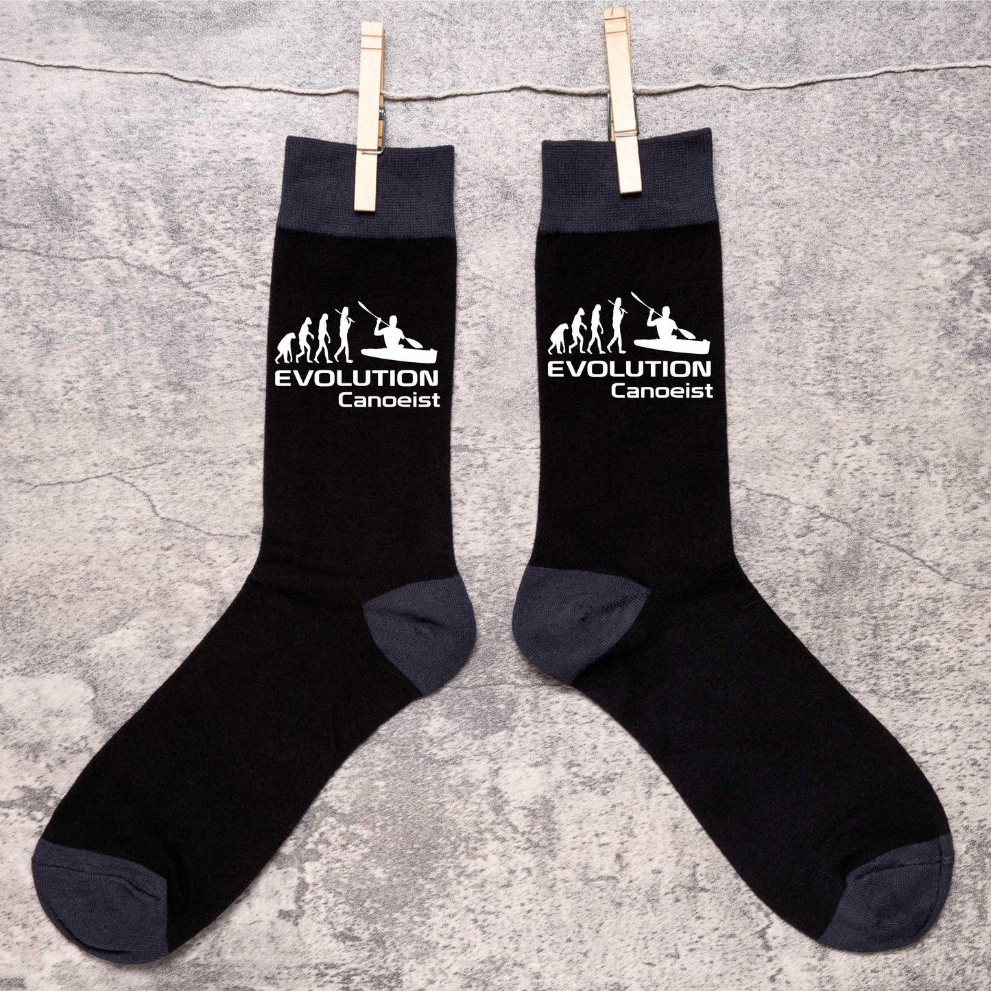 Evolution Of Canoeist Funny Men's Black Novelty Socks Birthday Gift