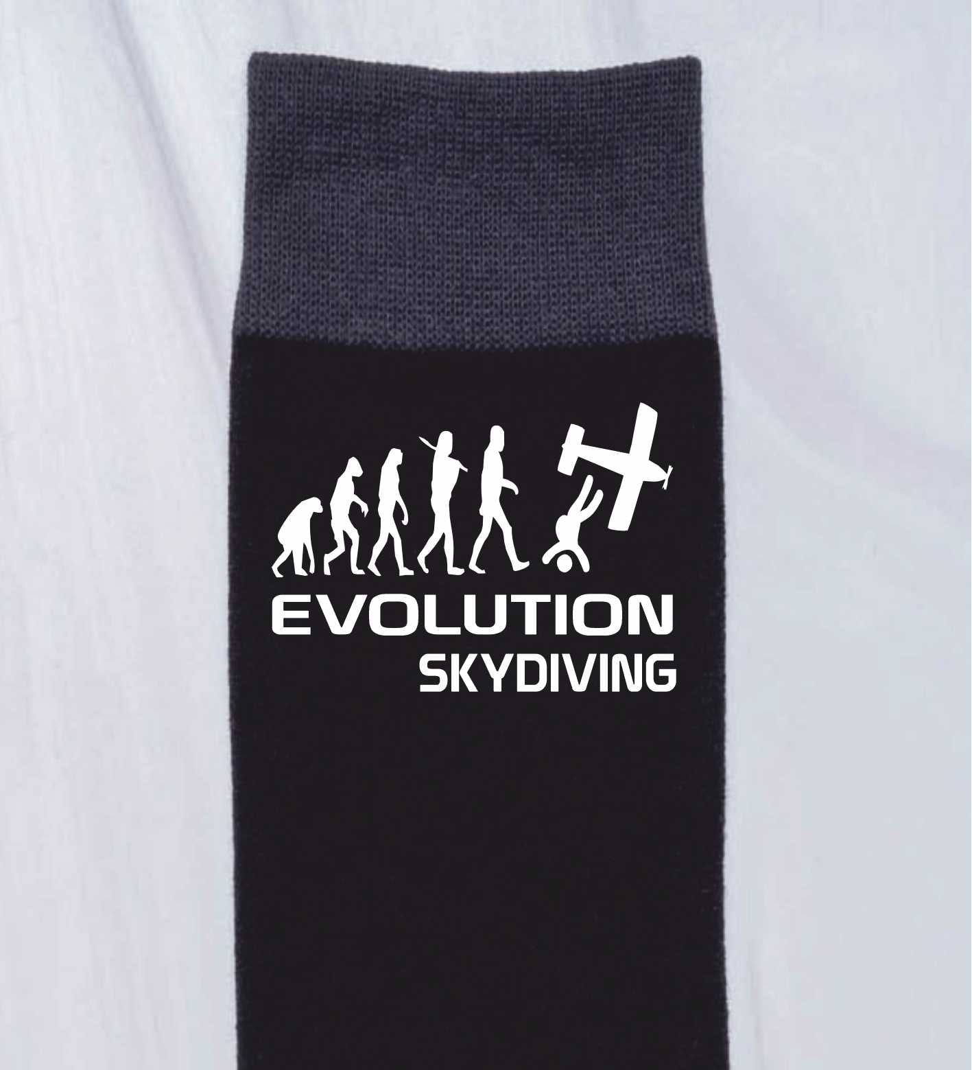 Evolution Of Sky Diving Funny Men's Black Novelty Socks Birthday Gift
