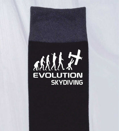 Evolution Of Sky Diving Funny Men's Black Novelty Socks Birthday Gift