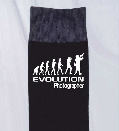 Evolution Of A Photographer Funny Men's Black Novelty Socks Birthday Gift