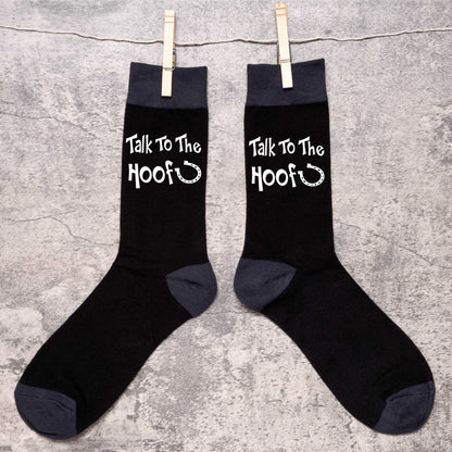Talk to The Hoof Funny Men's Black Novelty Socks Horse Riding Gift