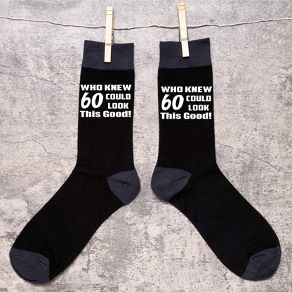 Who Knew 60 Men's Black Funny Socks Novelty 60th Birthday Gift