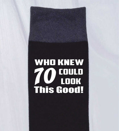 Who Knew 70 Men's Black Funny Socks Novelty 70th Birthday Gift