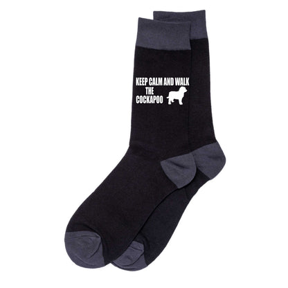 Keep Calm & Walk The Cockapoo Men's Novelty Socks Black Dog Lovers Gift