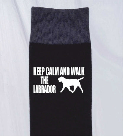 Keep Calm & Walk The Labrador Men's Novelty Socks Black Dog Lovers Gift
