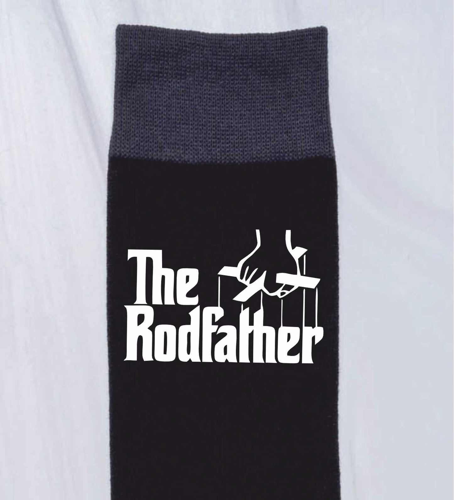The Rodfather Fishing Funny Men's Black Novelty Socks Fishing Gift