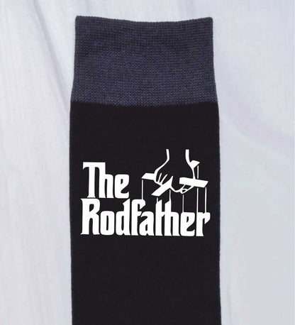 The Rodfather Fishing Funny Men's Black Novelty Socks Fishing Gift