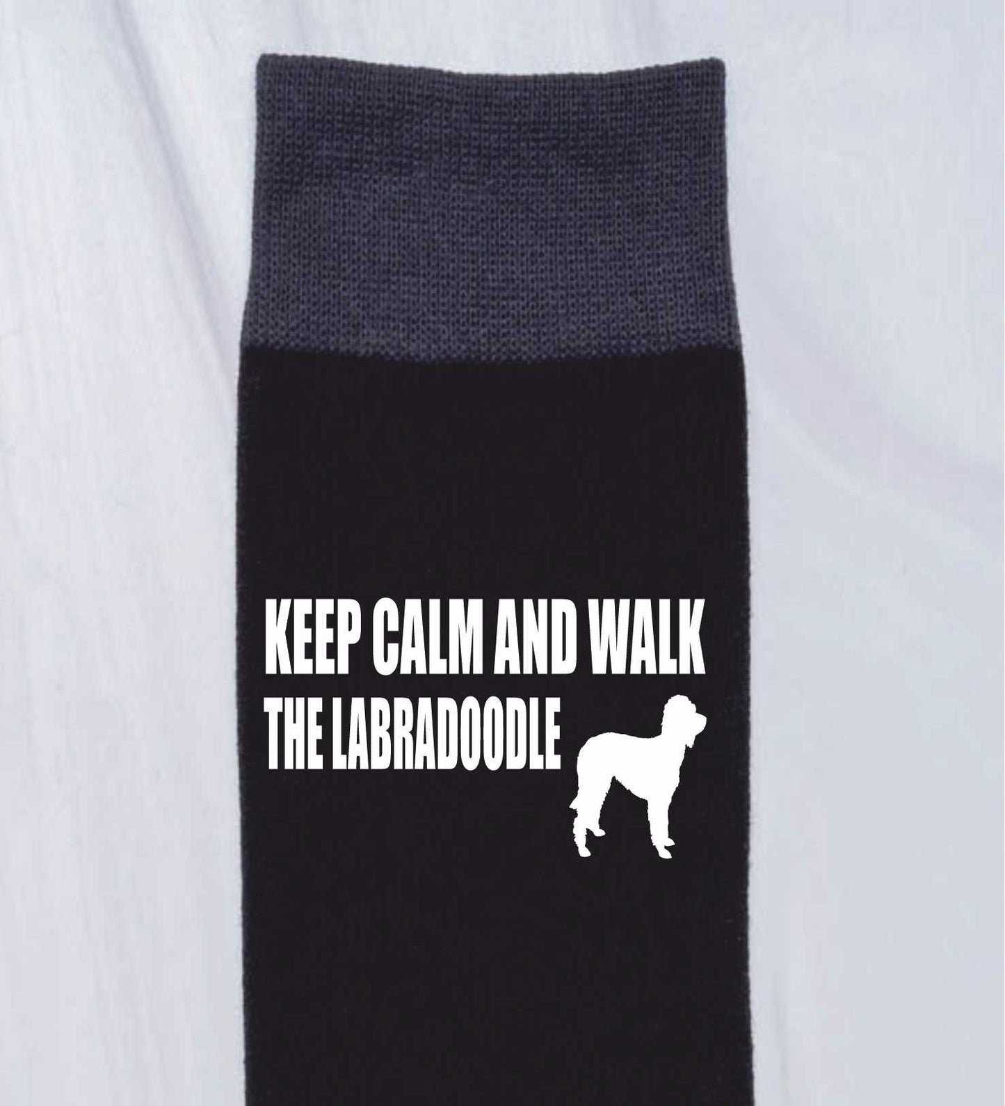Keep Calm & Walk The Labradoodle Men's Black Novelty Socks Dog Lover Gift