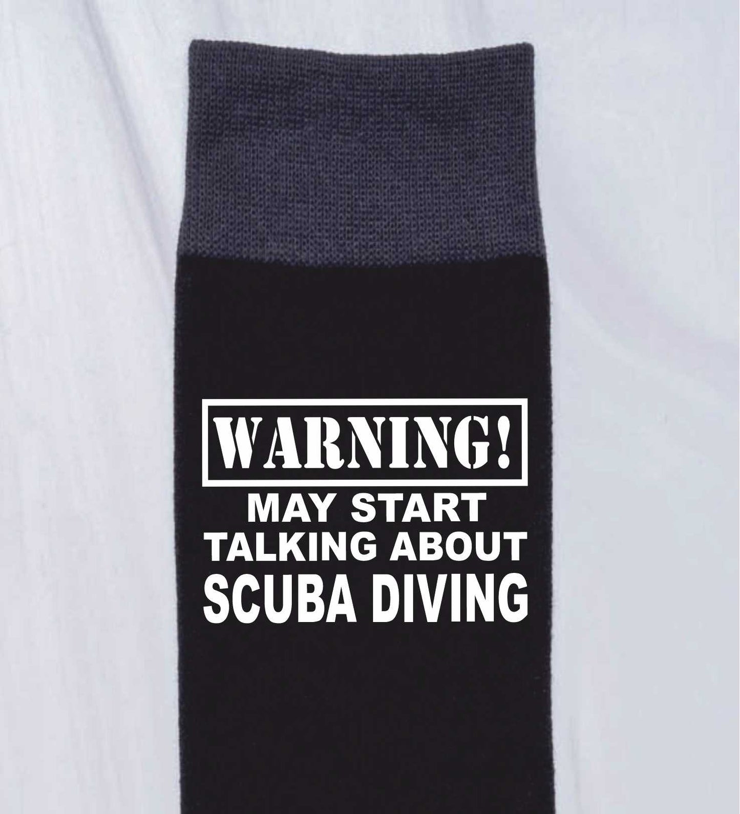 Warning May Talk About Scuba Diving Men's Black Novelty Socks Birthday Gift