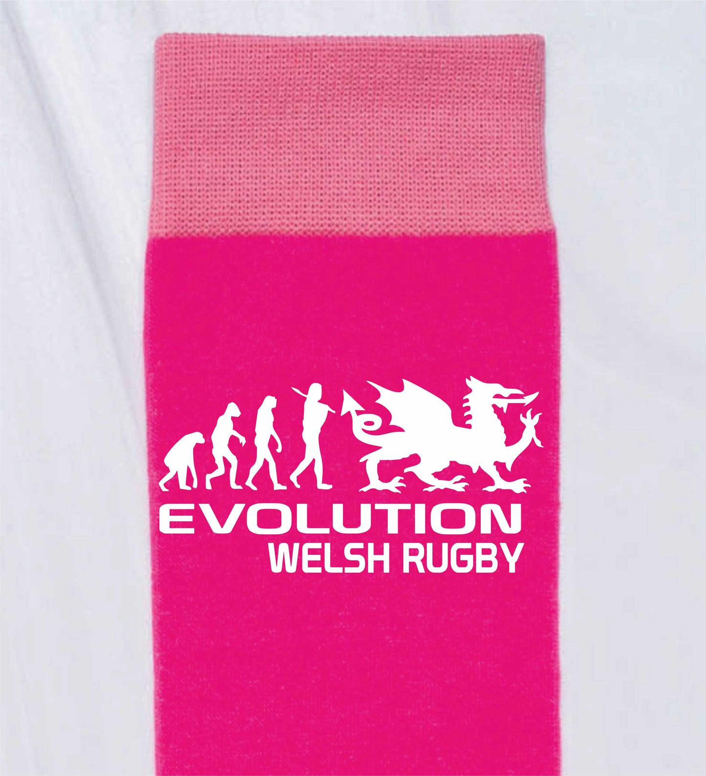 Evolution Of Welsh Rugby Ladies Novelty Socks Pink Wales Gift for Ladies